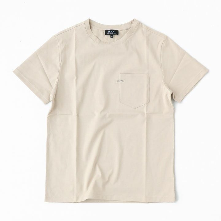 A.P.C. 刺繍入りポケットTシャツ ベージュ M A.P.C.(アーペーセー) Emblem ポケットTシャツ メンズ(POCKET-EMB-T)の