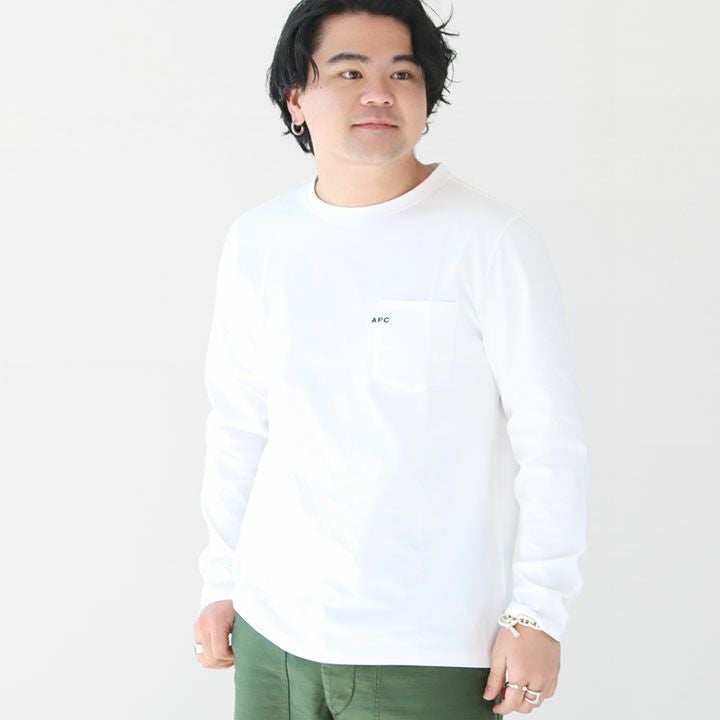 A.P.C.(アーペーセー) 刺繍入りポケット付長袖Tシャツ メンズ(POCKET