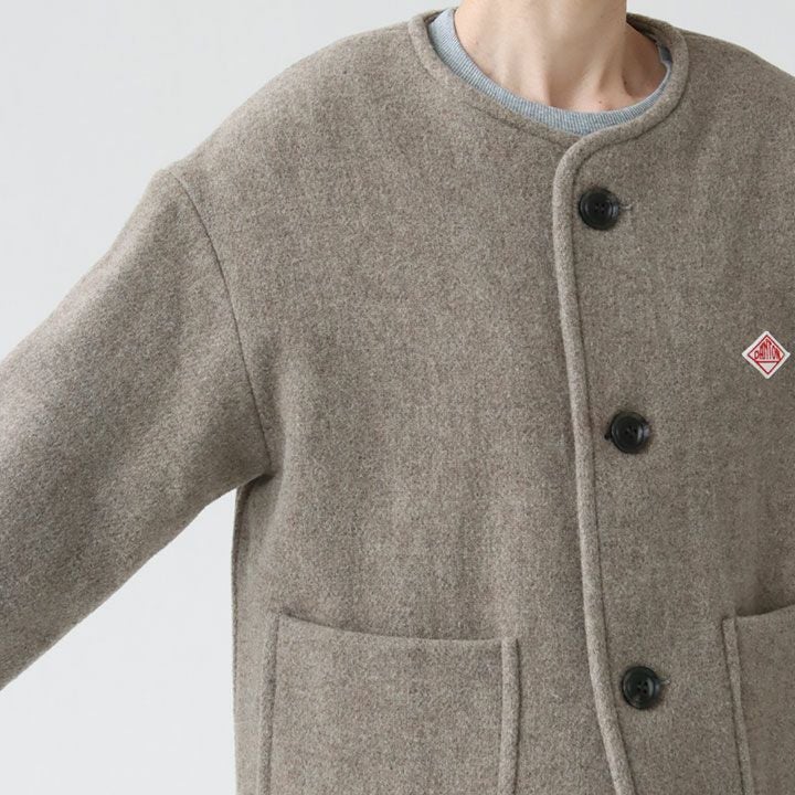 DANTON ウールジャケット グレー DANTON ダントン｜ウールライトパイル カラーレスジャケット DT