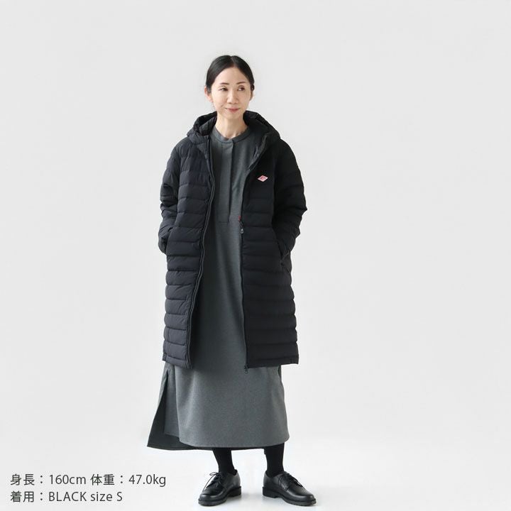 DANTON Sサイズミドルダウンコート　ブラック DANTON(ダントン) ミドルダウン フードコート WOMEN(DT-A0566NRP)の