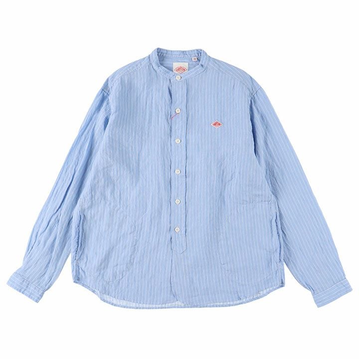 DANTON(ダントン) リネンストライプ 長袖バンドカラーシャツ(DT