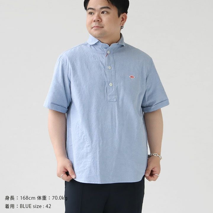 DANTON(ダントン) メンズ ラウンドカラー 半袖プルオーバーシャツ(DT
