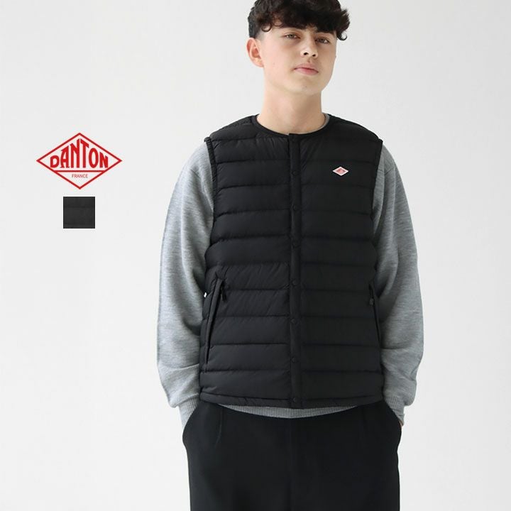 ダントン クルーネックインナーベスト ブラック ダウン ◇DANTON(ダントン) INNNER DOWN CREWNECK VEST インナーダウン クルー