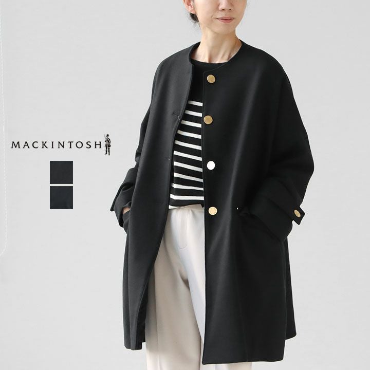 MACKINTOSH マッキントッシュ バンビー ノーカラー　黒 セール】マッキントッシュ コート レディース ウール ノーカラーコート