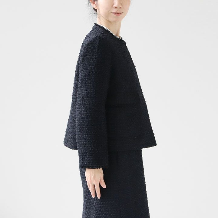 Ballsey(ボールジィ) ミックスヤーンツイード ノーカラージャケット(11