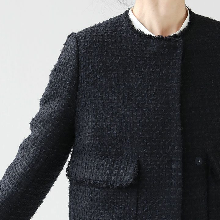 Ballsey(ボールジィ) ミックスヤーンツイード ノーカラージャケット(11