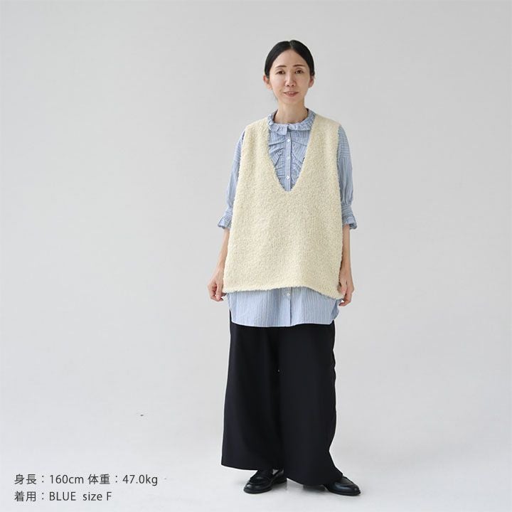 新品タグ付き dahl'ia ダリア フリルストライプシャツ ブラウン ゆったり 000000005315-07.jpg?size=l&w=