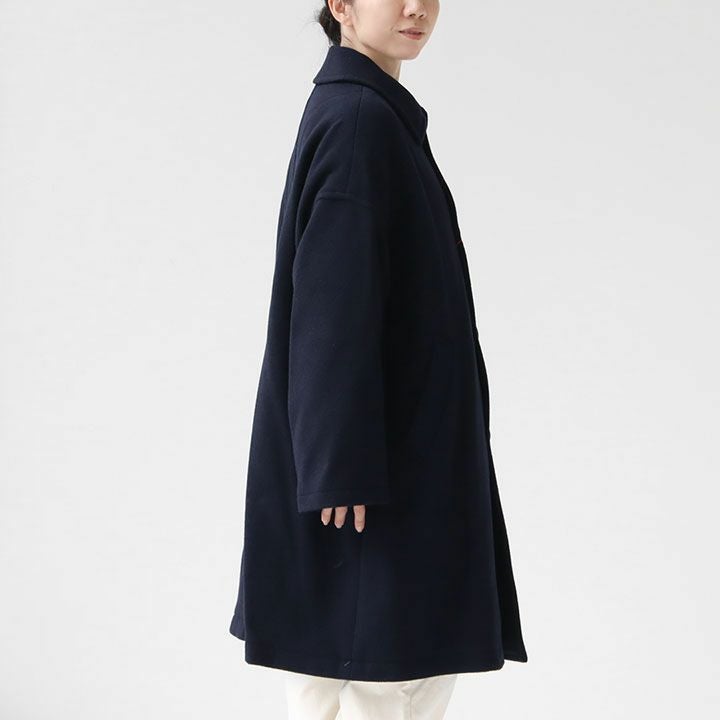 DANTON ダントン ウールコート ネイビー 42XL DANTON / ウール パイル コート（ノーカラーコート）｜DANTON