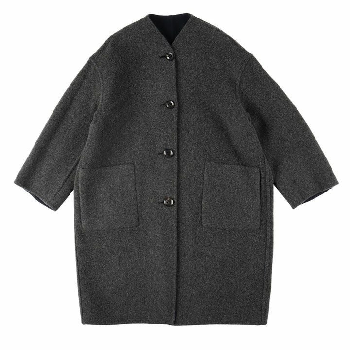 LE GLAZIK ウールリバー リバーシブルコート Le glazik(ル グラジック) ウールリバー リバーシブルカラーレスコート