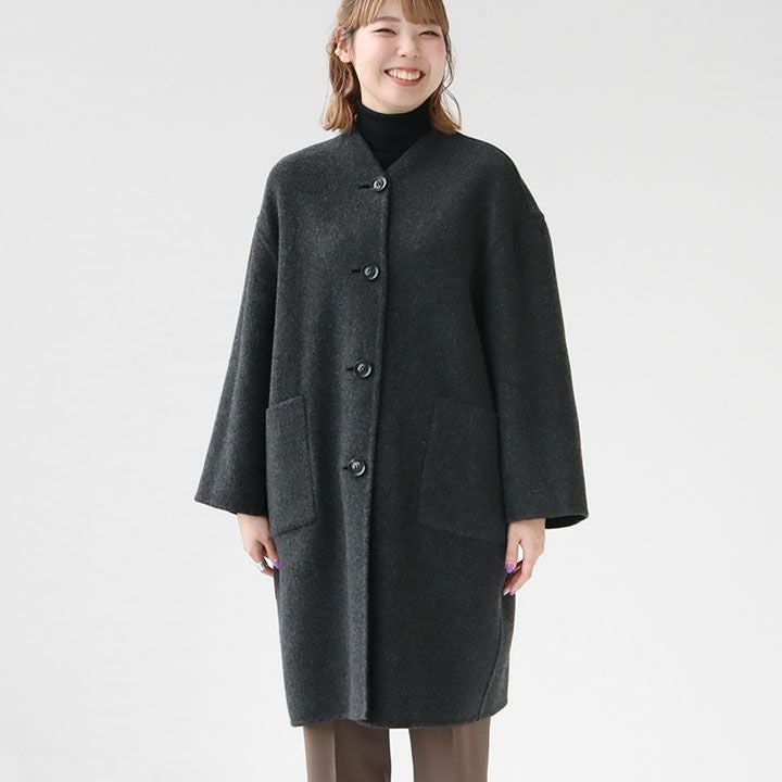 LE GLAZIK ウールリバー リバーシブルコート Le glazik(ル グラジック) ウールリバー リバーシブルカラーレスコート
