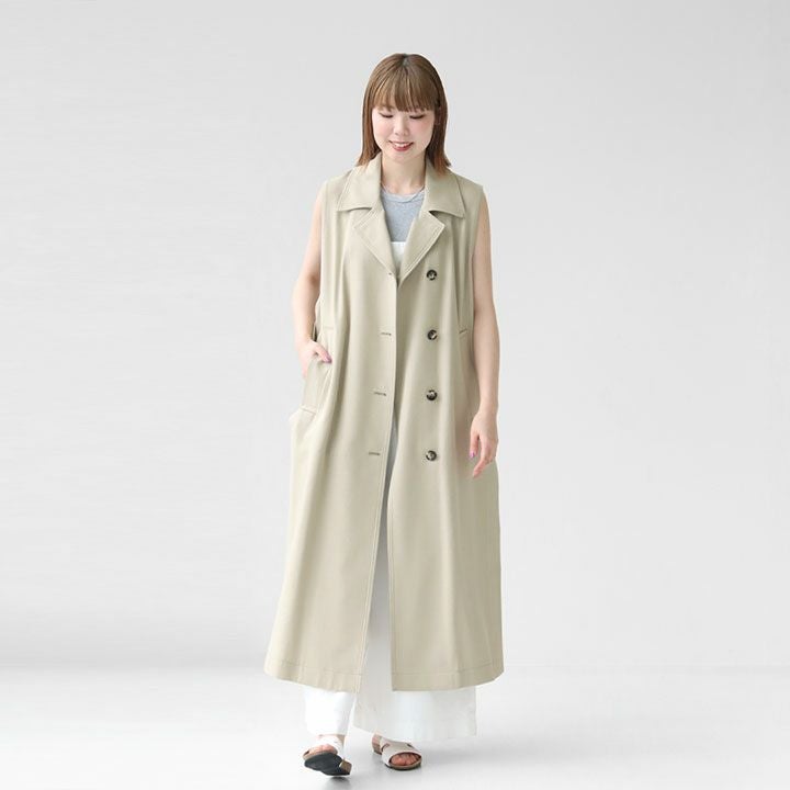 極美品　2023SS SACRA リネンコットンバスケットロングジレ SACRA(サクラ) RUSTIC コットンツイル ロングジレ(124105061)の通販