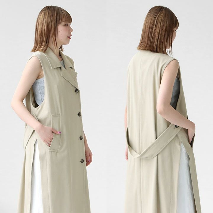 SACRA(サクラ) RUSTIC コットンツイル ロングジレ(124105061)の通販