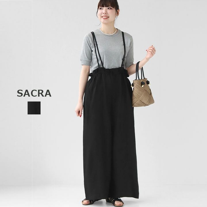 SACRA★アセテートブライトツイル サロペット38ブラック SACRA(サクラ) アセテートブライトツイルサロペット(125112051)の通販