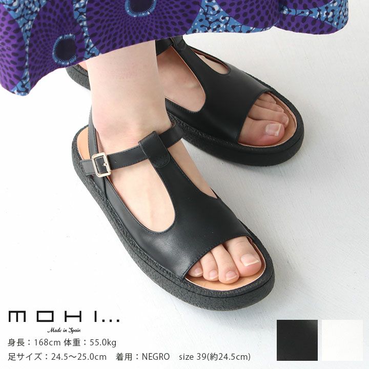 MOHI(モヒ) Tストラップ オープントゥ フラットシューズ(GU2-8029-1)の