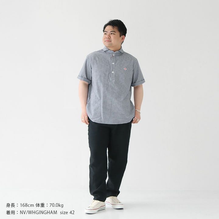DANTON(ダントン) メンズ ラウンドカラー 半袖プルオーバーシャツ(DT