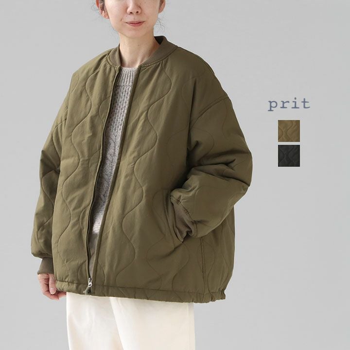 PRIT プリット｜ナイロンタッサーオニオンキルト ZIPショートブルゾン