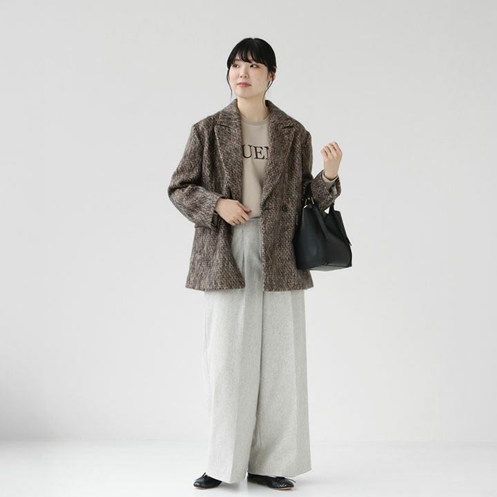 MACPHEE(マカフィー) モヘヤミックスシャギー ダブルブレスト 