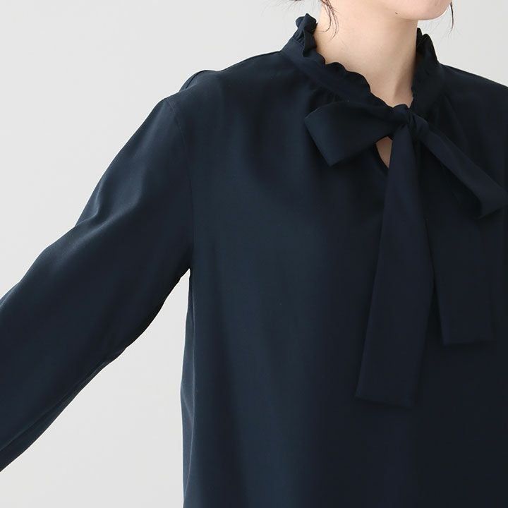 美品✨ボールジィ 25年 クロスアムンゼン　フリルカラーブラウス 紺 Ballsey（ボールジィ） ブラウス シャツ グロスアムンゼン フリル