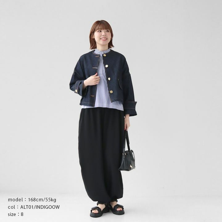 新品タグ付き　マッキントッシュ　デニムジャケット 刺繍ロゴ　未使用　日本製 MACKINTOSH マッキントッシュ｜HUMBIE ノーカラーデニムジャケット