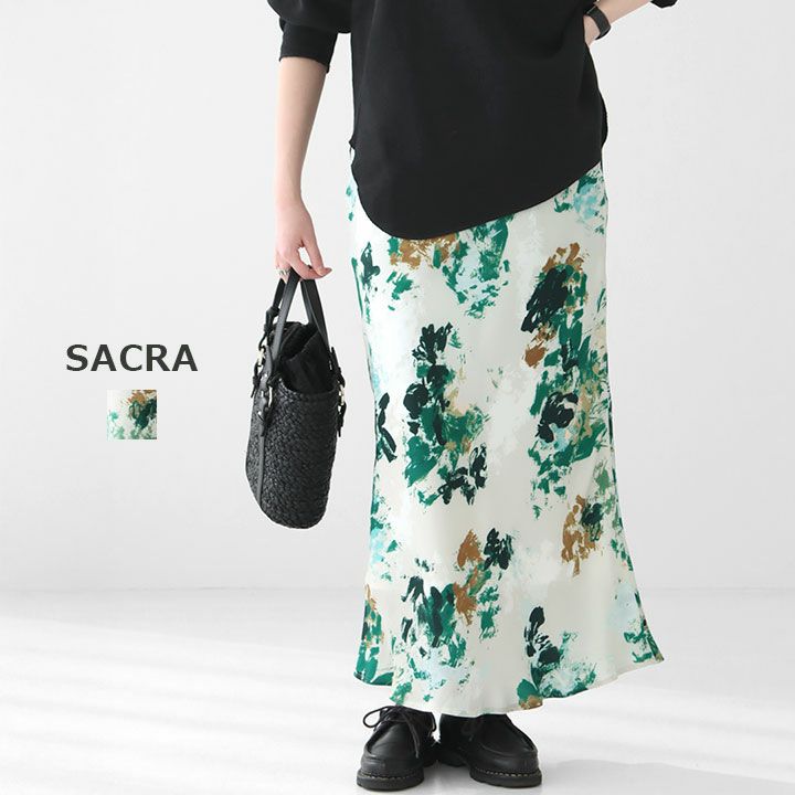 SACRA BLURRED FLORA スカート 緑と白 SACRA(サクラ) BLURRED フローラ スカート(125120123)の通販｜NEWS