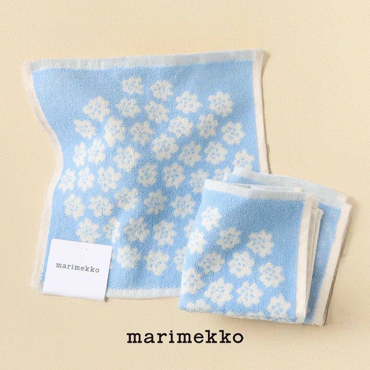 marimekko(マリメッコ) Puketti ミニタオル ライトブルー×ホワイト
