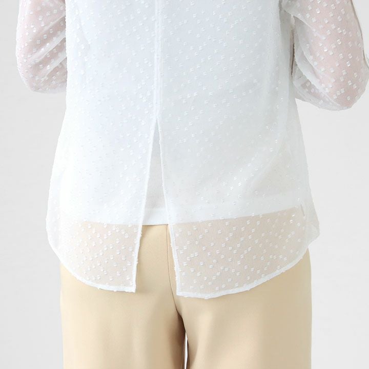 Ballsey(ボールジィ) フォイルカットジャカード Vボートネックブラウス 
