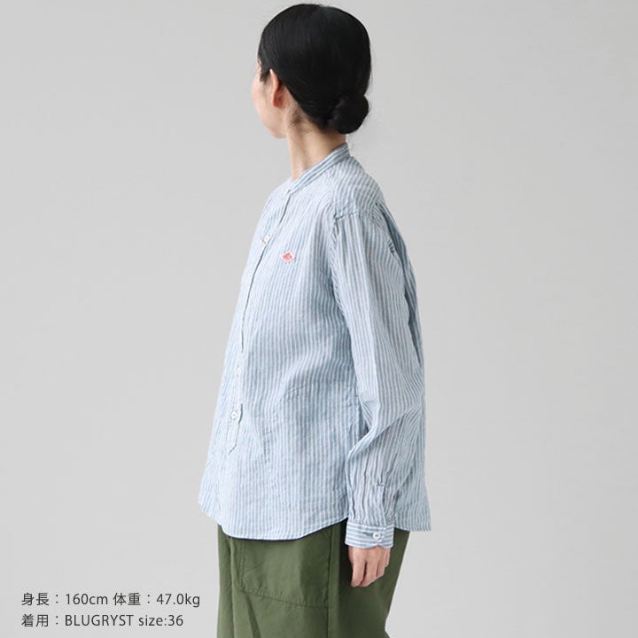 ダントン  リネンシャツ DANTON(ダントン) リネン バンドカラーシャツ(DT-B0279FLI)の通販