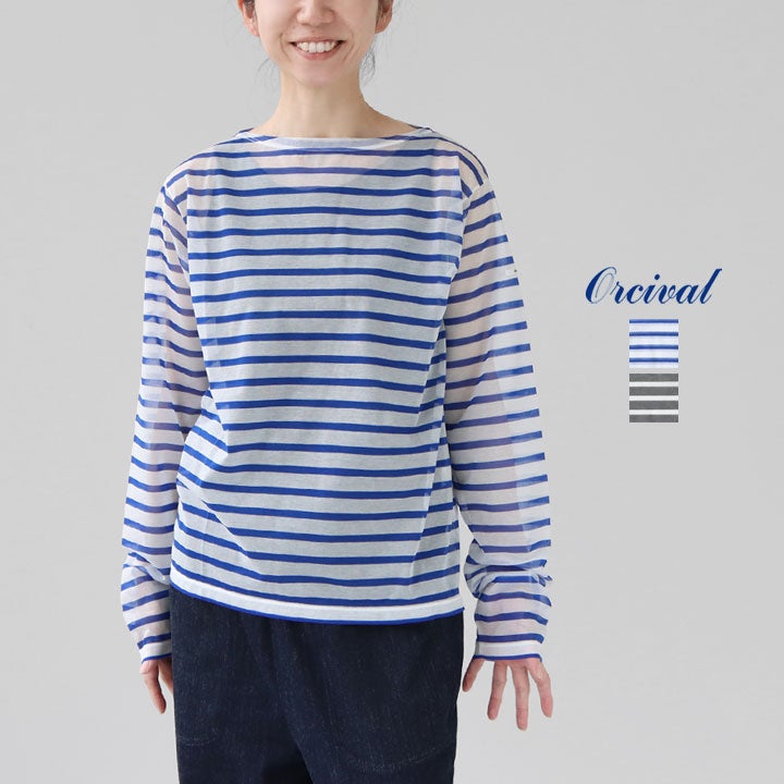ORCIVAL オーシバル｜シースルー ボートネック長袖カットソー OR