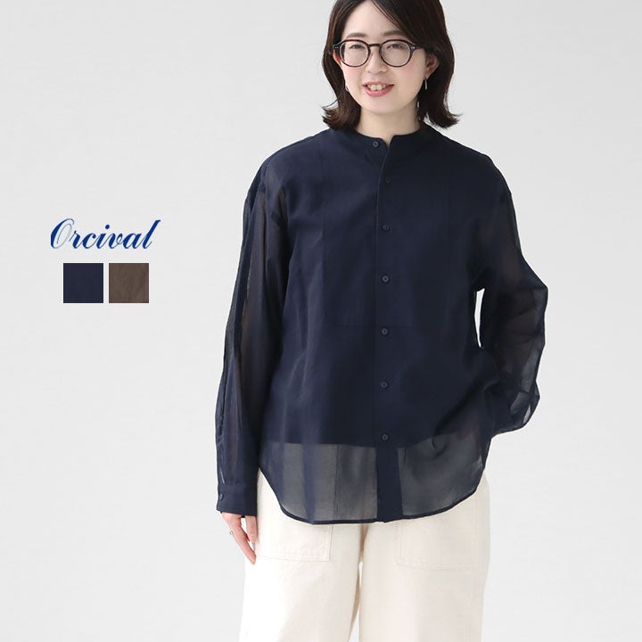 ORCIVAL オーシバル｜コットンボイル バンドカラーシャツ OR-B0270VOM