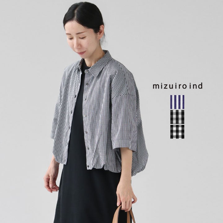 mizuiro ind ミズイロインド｜ハーフスリーブバルーンシャツ 2-230129