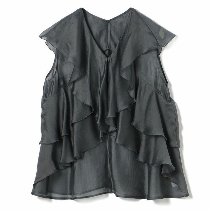 24ss◆定価 18700円◆Ballsey◆オーガンジーシアーフリルブラウス Ballsey(ボールジィ) セルロースポリエステルオーガンジー フリル