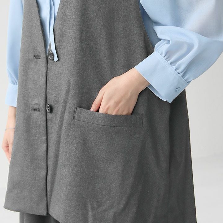 mizuiro ind ミズイロインド｜ディープVネック ワイドベスト 3-230108