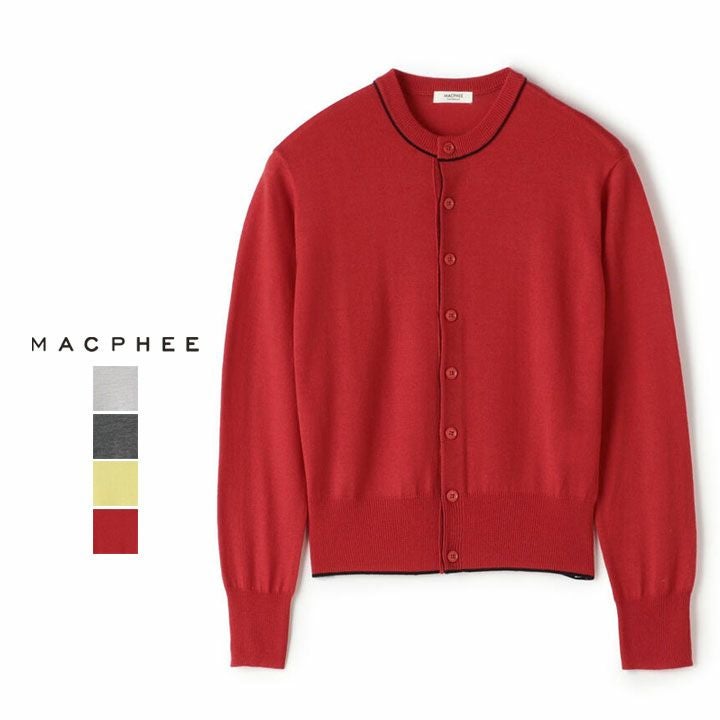 MACPHEE マカフィー｜プレーンウール クルーネックカーディガン 12-02