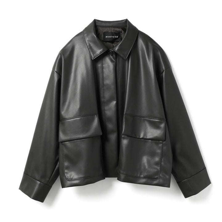 mizuiro ind ミズイロインド｜シンセティックレザーシャツジャケット 3