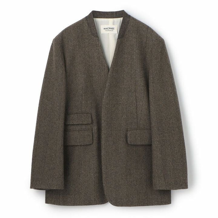 MACPHEE マカフィー｜アルパカヘリンボーン カラーレスジャケット 12