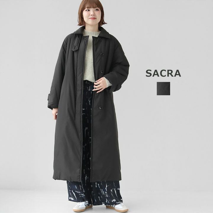 未使用　SACRA ブラック ロングコート　日本製　ウール SACRA サクラ｜パディングタフタコート 125601011の通販｜NEWS