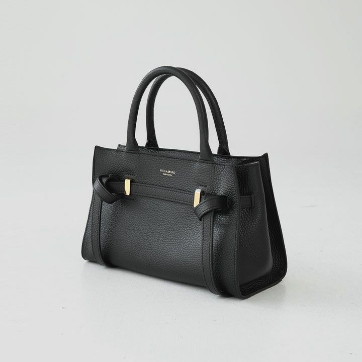 オーダー品　黒い羽の豪華バングル&リボンフロート VIOLAd'ORO ヴィオラドーロ｜イタリアンWフェイス レザーハンドバッグ