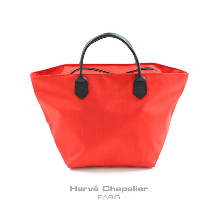 エルベシャプリエレザーハンドル舟型トートM・コーデュラ Herve Chapelier エルベシャプリエ｜レザーハンドル舟型トートM