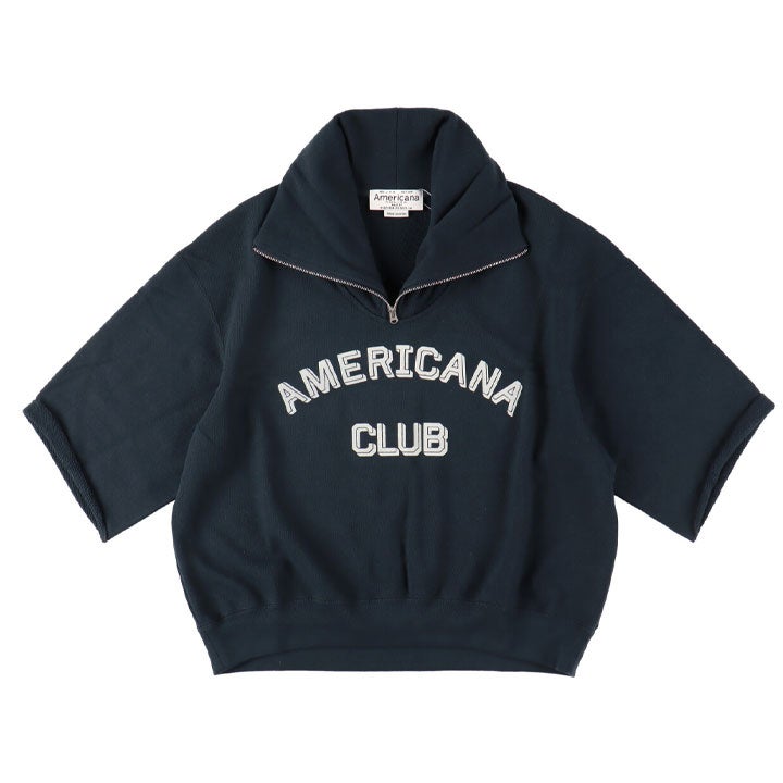 AMERICANA アメリカーナ｜クロップド ハーフジップ スウェット BRF