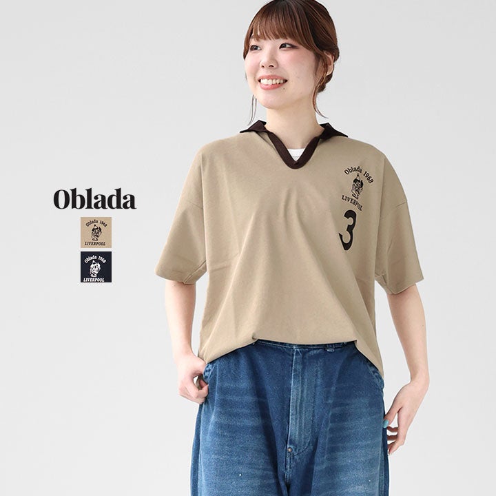 【美品】  oblada / オブラダ | GUERNSEY BORDER Tシャツ | OS | ネイビー/ベージュ | レディース 美品】 oblada / オブラダ | GUERNSEY BORDER Tシャツ | OS | ネイビー