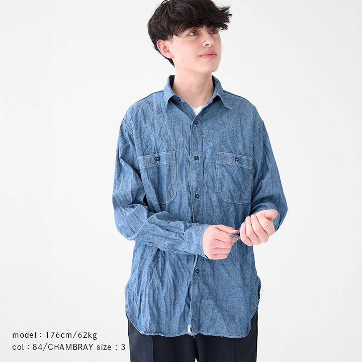 orSlow オアスロウ｜リラックスフィット シャンブレー ワークシャツ 01