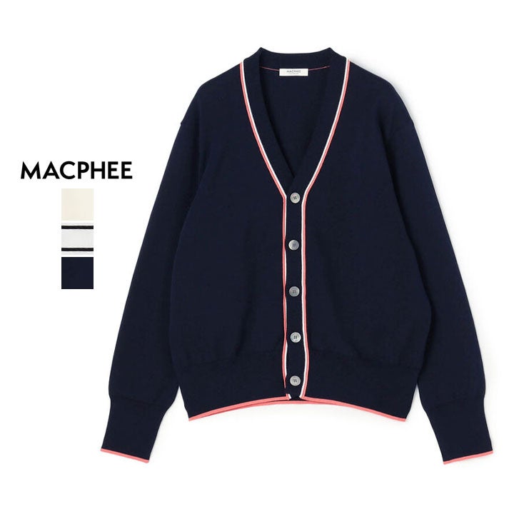 メゾンドリーファー新品コットンワイドリブニットカーディガン未使用ネイビー SALE] Maison Kitsune メゾンキツネ フォックスヘッド コットンリブ