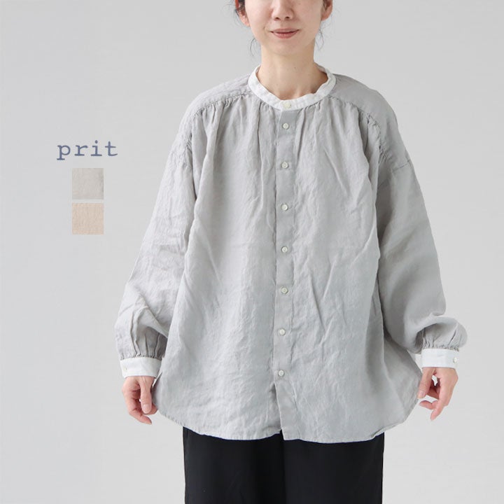 PRIT プリット | 60/1フレンチリネンキャンバス クレリックギャザー