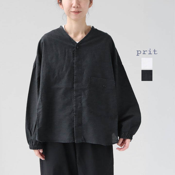 PRIT プリット｜リネンコットン交織平織ピグメント加工 ノーカラー