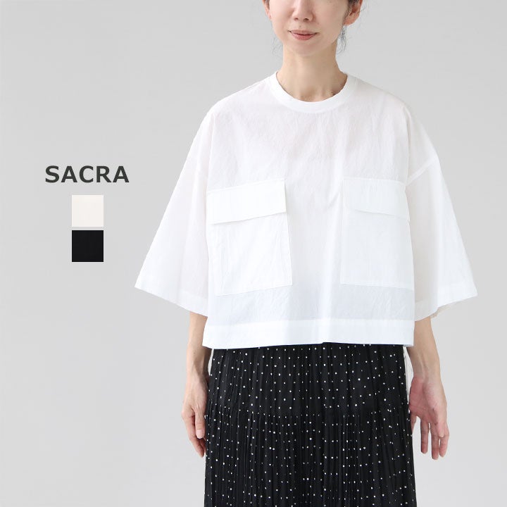 SACRA サクラ｜ハイカウント コットン クロップドトップ 126209071の