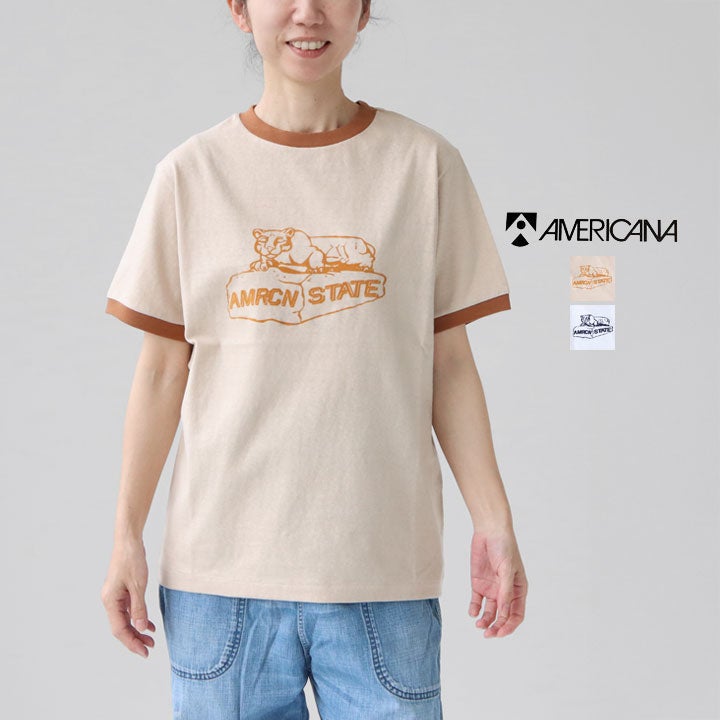 AMERICANA アメリカーナ｜ラフィー天竺 リンガーTEE BRF-818A-1の通販