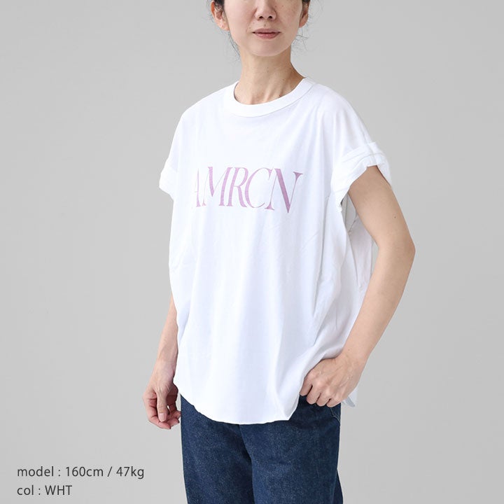 AMERICANA アメリカーナ｜ロールアップ プリントTシャツ BRF-M-826Aの