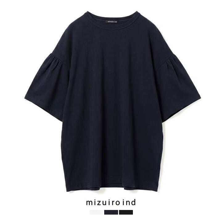 mizuiro ind ミズイロインド｜ギャザースリーブ ワイドTシャツ 2