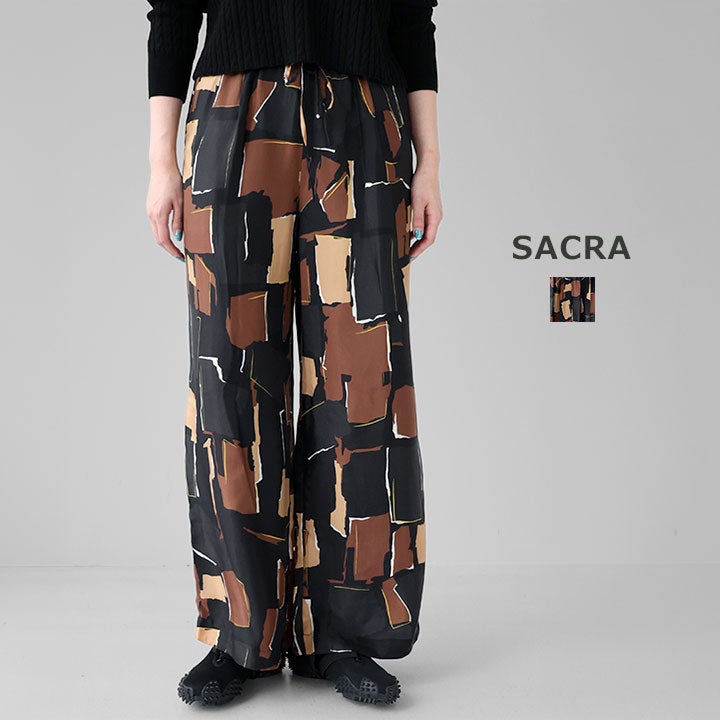 イタリア製クロシェジグザグ柄パンツ ジャンティークTORO 着画 SACRA サクラ｜GEOMETRIC ペインティング パンツ 126517112の通販